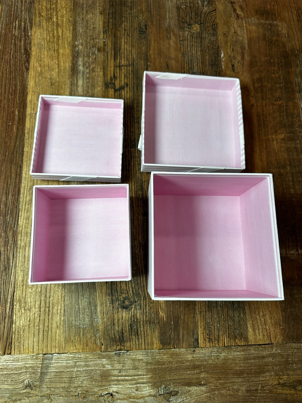 Striped Pink Gift Boxes with Ribbon - Set of 2 - Picture 4 of 14